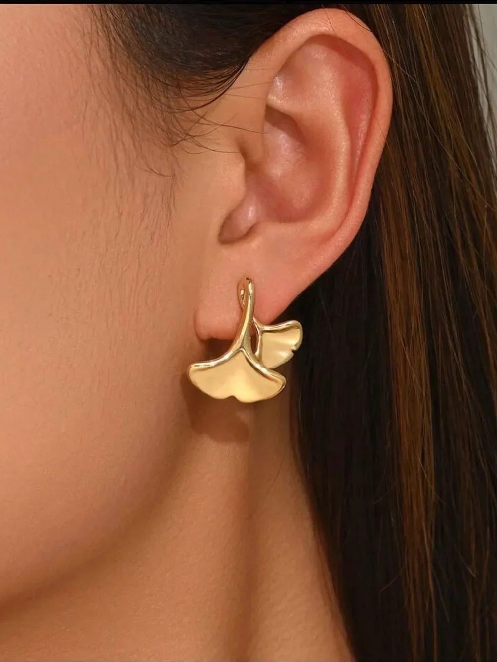 Gold ginco Drop Earrings M817